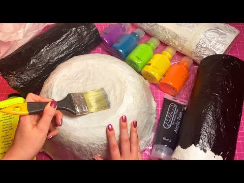 ASMR Paper Mache and Painting (Whispering, Tingly Crinkles)