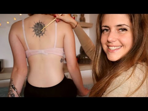 Asmr [Real Person] Full Body Tattoo & Skin Tracing for deep sleep | Back scratching (deutsch/german)