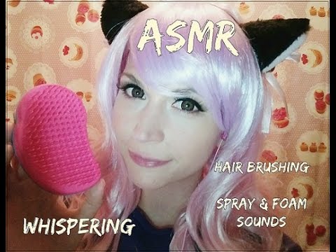 ASMR In Your Hair! Brushing . Foam & Spray Sounds . Whispering