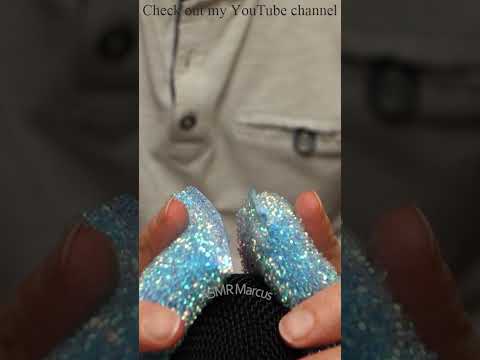 ASMR Blue Sparkly Scouring Pads Brushing On Microphone #short