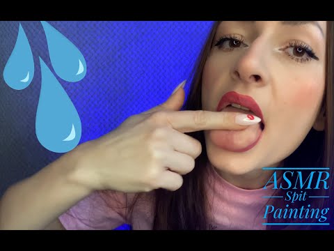 ASMR Spit Painting 💦 Wet mouth sounds👅 #asmr #satisfying #spitpainting