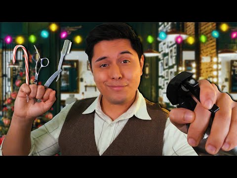 ASMR | Vintage Holiday Haircut & Shave | Scissors, Brushing, Spraying, Personal Attention