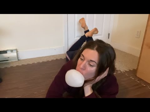 asmr blowing bubblegum in the pose