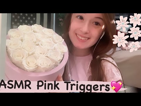 ASMR Pink Triggers!💕💖🎧 (Scratching, Whispers, Hand Movements)