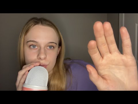 ASMR Mouth Sounds & Hand Movements (with mic and face brushing💕)