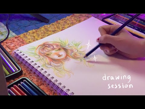 ASMR Midnight Drawing 🌙 sketching sounds