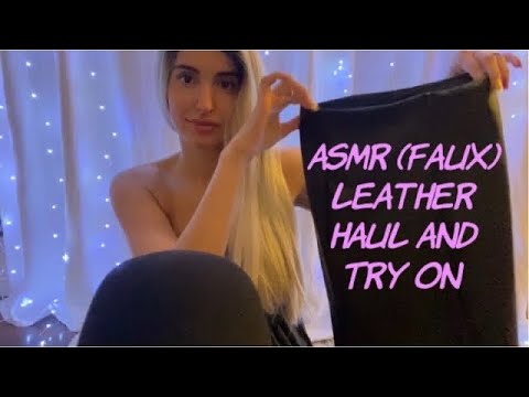 ASMR (Faux) Leather Haul & Try On (Whispered)