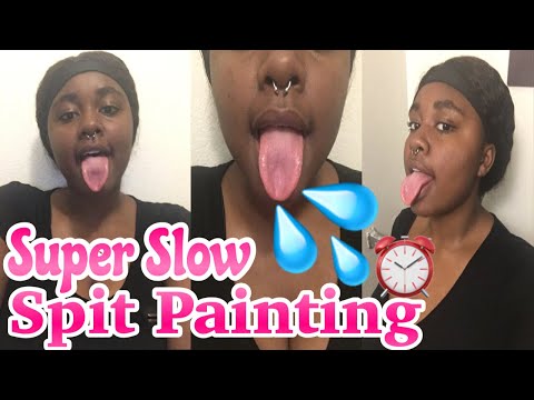 ASMR Super Slow Spit Painting 🤤💦 (slow mouth sounds👄💦) #asmr #spitpainting