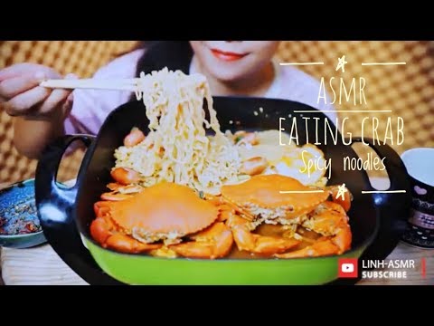 ASMR Eating Crab Samyang Spicy Noodles, mukbang| LINH-ASMR