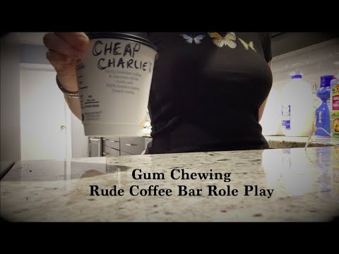 ASMR Rude Gum Chewing Coffee Bar Role Play | Whispered