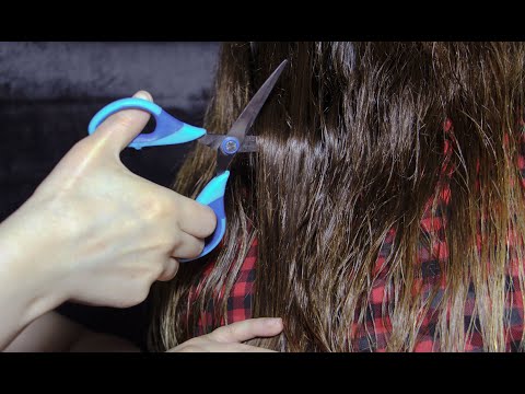 ASMR Haircut Real Hair (NO TALKING) Relaxing Hair Brushing - Hair Play - Spraying - scissor sounds