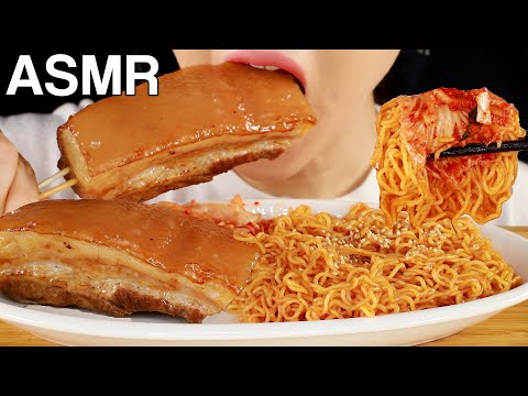 ASMR Spicy Cold Noodles Pork Belly Bibimmyeon 비빔면&통삼겹살 먹방 Mukbang Eating Sounds