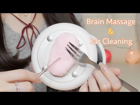 ASMR クラウドスライム耳かき 脳マッサージ：Brain Massage & Ear Cleaning with Cloud Slime 囁き/Whispering