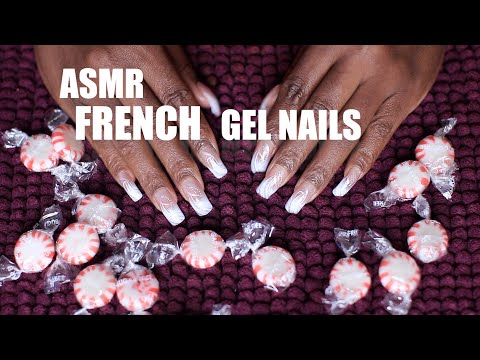 French Gel Nails Design ASMR Mint Eating Sounds (NO SUGAR)