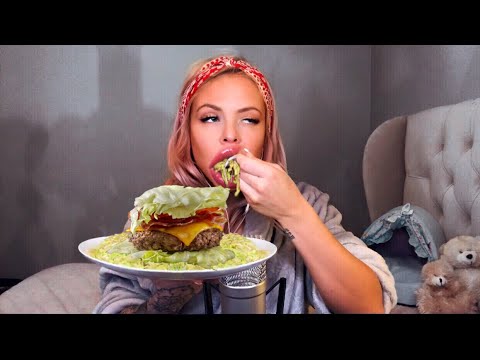 ASMR | Yummy Burger Salad 먹방 Mukbang | Big Crunch Eating Sounds