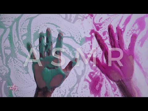 Satisfying ASMR | Foam on Glass | Spray & Watercolor Play | Wiping with Sponge & Fabric (No Talking)