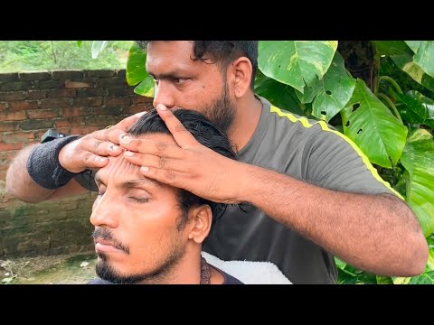 OUTDOOR HEAD MASSAGE BY INDIAN BARBER MANISH | ASMRYOGI2