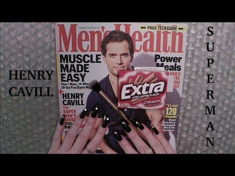 ASMR Gum Chewing Magazine Flip Through | Henry Cavill | Tingly Whisper