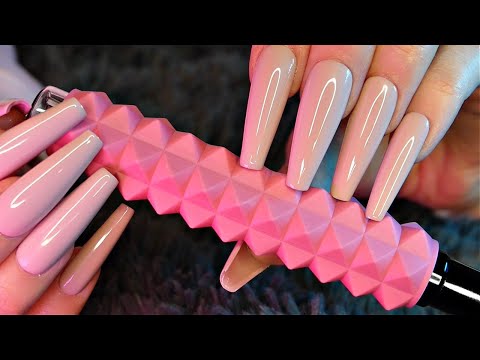ASMR Scratching & Tapping on Pink Items | Colour-Themed | No Talking | Long Nails