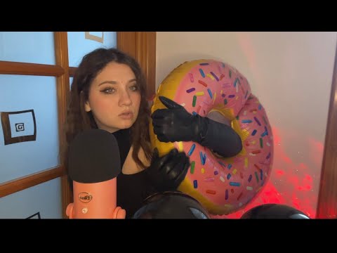 ASMR | Leather Gloves and Balloons | Donut and latex balloons squeaky sounds ❤️❤️