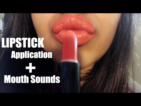 ASMR Lipstick Application + Mouth Sounds (Tapping/NO TALKING)