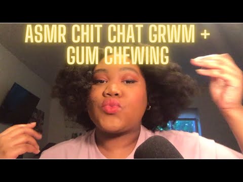 ASMR | GRWM Makeup + Bantu Knot Takedown (Chewing Gum, Chit Chat Ramble)