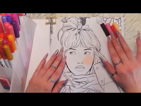 ASMR COLORING BLACKPINK (KPOP BOOK TAPPING, WHISPERING, TRIGGERS)