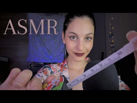 ASMR Face Exam💙 (face touching, measuring, slow relaxing whispers-inaudible included +more)