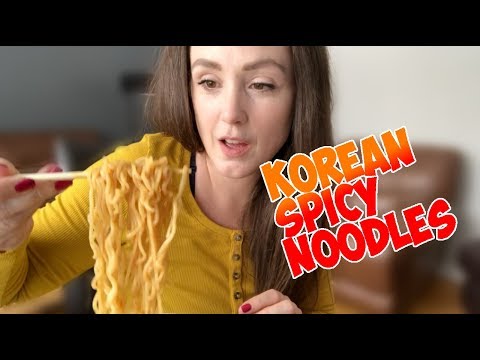 Eating Ramyun Spicy Noodles Sounds [ASMR] [conversation]