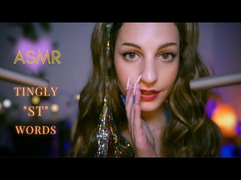 ASMR💜THOSE TINGLY "ST" TRIGGER WORDS 💤 (CLOSE SLOW WHISPER EAR TO EAR W CRICKETS)🌃⭐⭐~LOW LIGHT🖤🧡💙