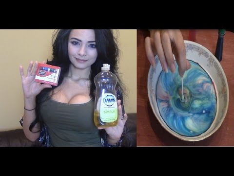 ASMR Fun Colorful Dish Soap and Milk Experiment Tutorial (Softly Spoken Nail Tapping)