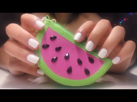 ASMR fast tapping tingly textured watermelon purse