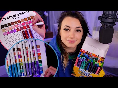 ASMR | Swatching and Sorting 100 Markers by Color