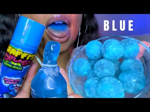 ASMR | Eating BLUE  Candies In Your 👂🏽 💙💦💎💤🥏💧❄️🥶 (no talking)