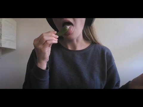 Eating more crunchy cucumbers! With hummus this time :) Mouth sounds and tapping ASMR