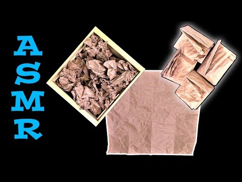 ASMR: Smoothing and folding crinkled brown paper (No talking)