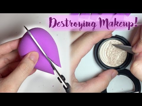 ASMR ✵ Cutting up a Makeup Sponge and Destroying Eyeshadow! | tapping, scratching, soft whispers