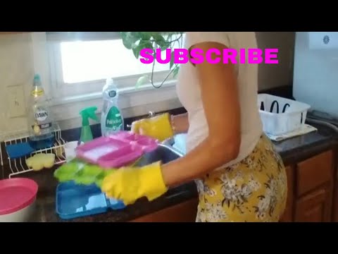 CLEAN🧽 THE KITCHEN/LAUNDRY🧺 WITH ME #washingdishes #laundry #asmr #wiping