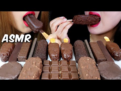 ASMR DARK CHOCOLATE ICE CREAM, CAKE BARS, SNACK CAKES, WAFER ROLLS 리얼사운드 먹방 | Kim&Liz ASMR