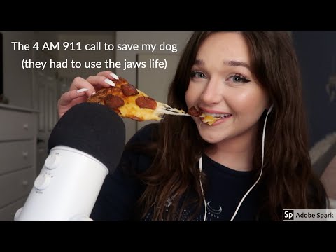 ASMR - Eating Cheesy Pepperoni Pizza (crunchy sounds)