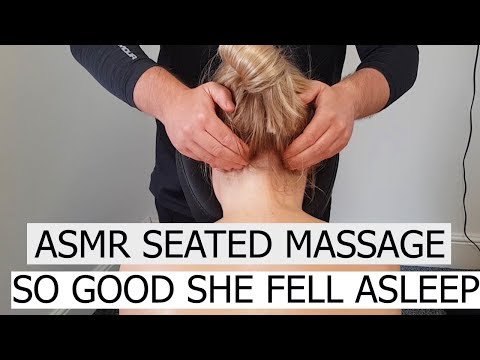 [ASMR] Seated Neck & Shoulder massage So good she Fell Asleep [No talking][no music]