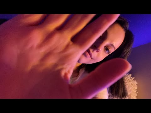 ASMR - Slow Face touching + Hand movements with Rain (lofi short clip, handheld, iPhone 11)