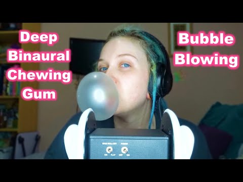 ASMR Deep Ear Chewing Gum And Blowing Bubbles | BINAURAL 😴