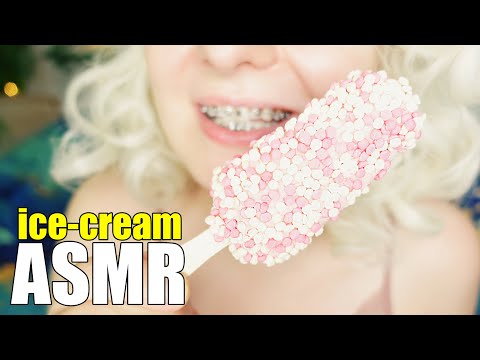 ASMR eating in BRACES - tasty ice-cream!