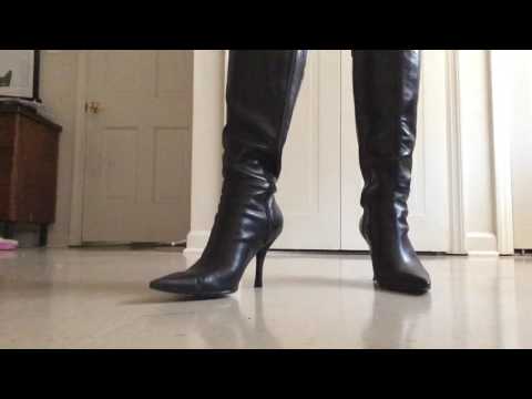 .::ASMR::. Pointed black leather boots (click clacking, and swishing sounds)