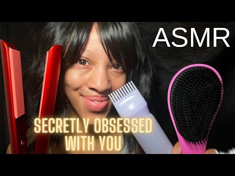 ASMR GIRL WHO IS SECRETLY OBSESSED WITH YOU PLAYS WITH YOUR HAIR IN CLASS 👀👀 #asmr #asmrhair