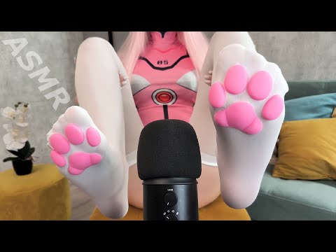 ASMR Kitty Paw Stockings MIC TOUCHING & SCRATCHING & TAPPING | FEET Triggers & Tingles | No Talking