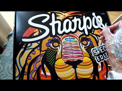 Sharpie pens Tracing cardboard show and tell art asmr
