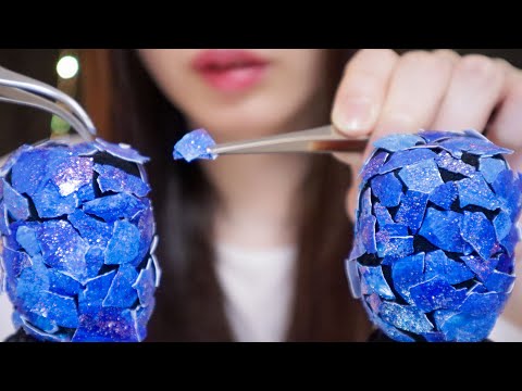 ASMR Removing Glitter Egg on the mic✨No Talking (60fps, peel off, Tweezers, scratching)