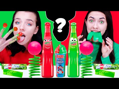 ASMR Red and Green Food | Eating Only One Color Food By LiLiBu